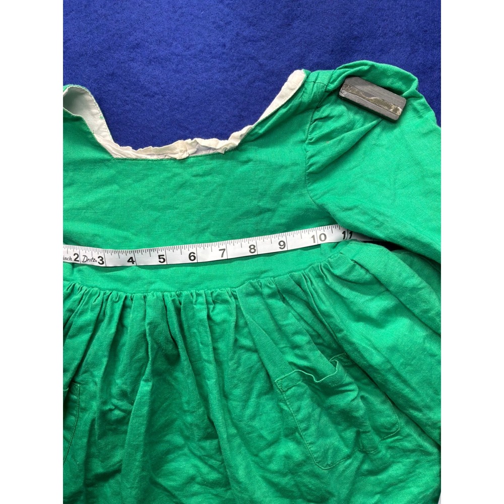 Girls Petit Papillon Vintage Style Ruffle Pocket Dress Size 4 Green - Picture 3 of 5